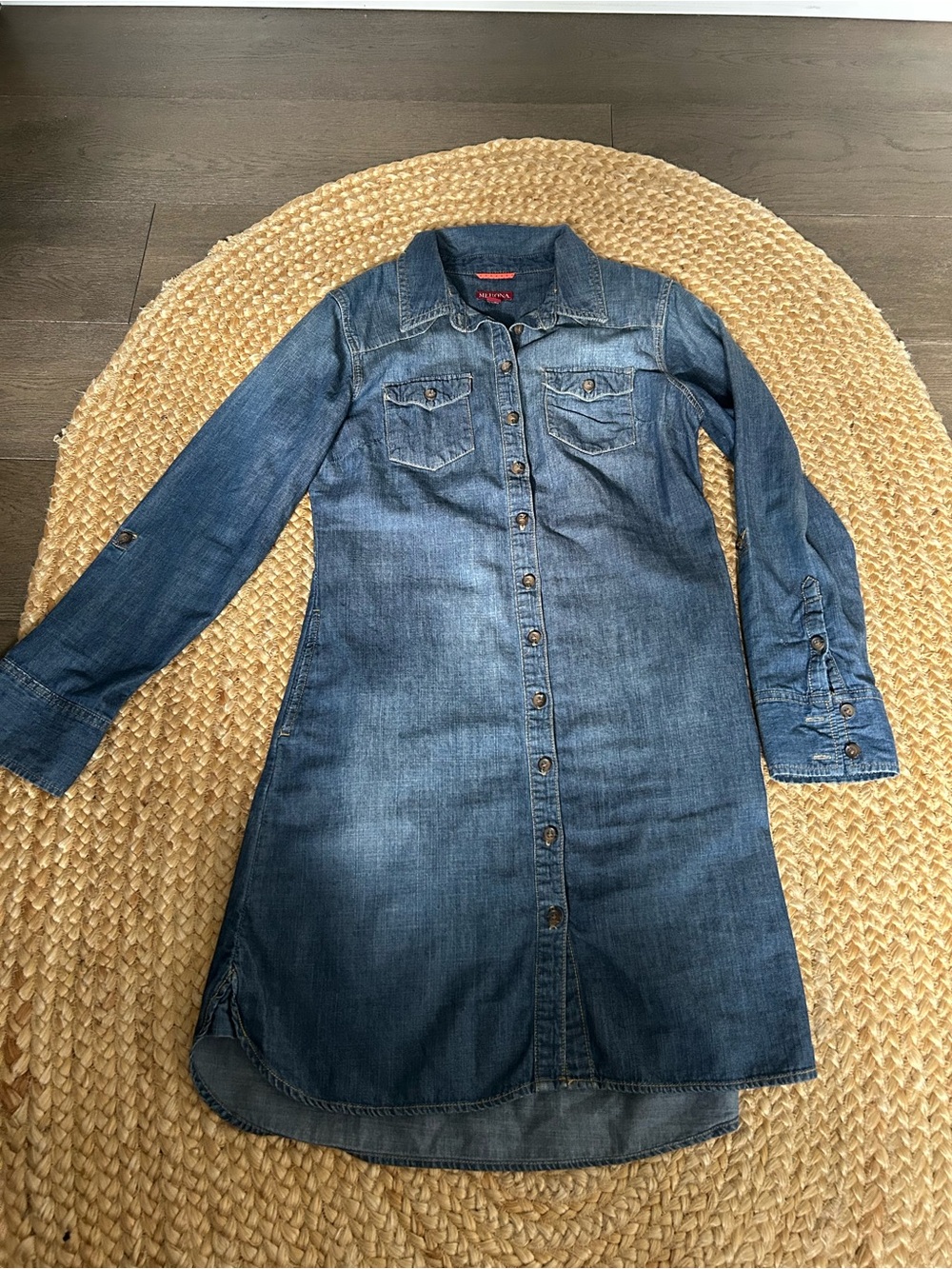 Merona Blue Denim Button-Front Shirt Jacket Dress 100% cotton